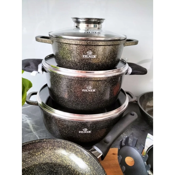 ZESTAW GARNKÓW CERAMICZNO MARMURKOWYCH NA INDUKCJE 17 ELE ZL-7215