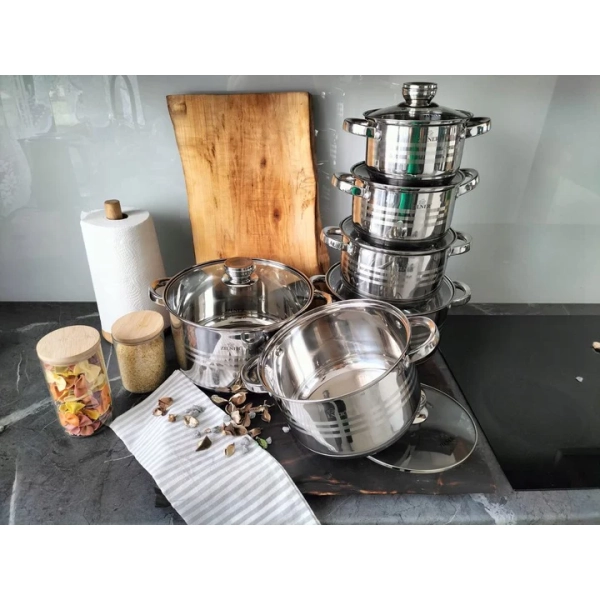 ZESTAW GARNKÓW ZE STALI NIERDZEWNEJ 12 ELE ZL-8123