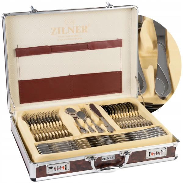 ZESTAW SZTUĆCÓW W WALIZCE SZTUĆCE NA 12 OSÓB 72 ELE ZL-6517