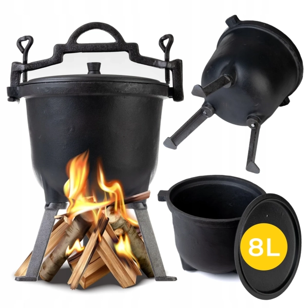 KOCIOŁEK ŻELIWNY MYŚLIWSKI GARNEK WĘGIERSKI 8L